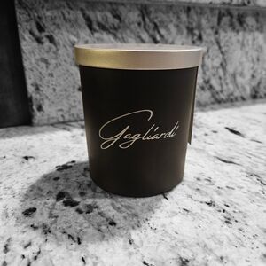 SOLD Citrine Mandarin | Matte Black Soy Candle with Silver Lid.